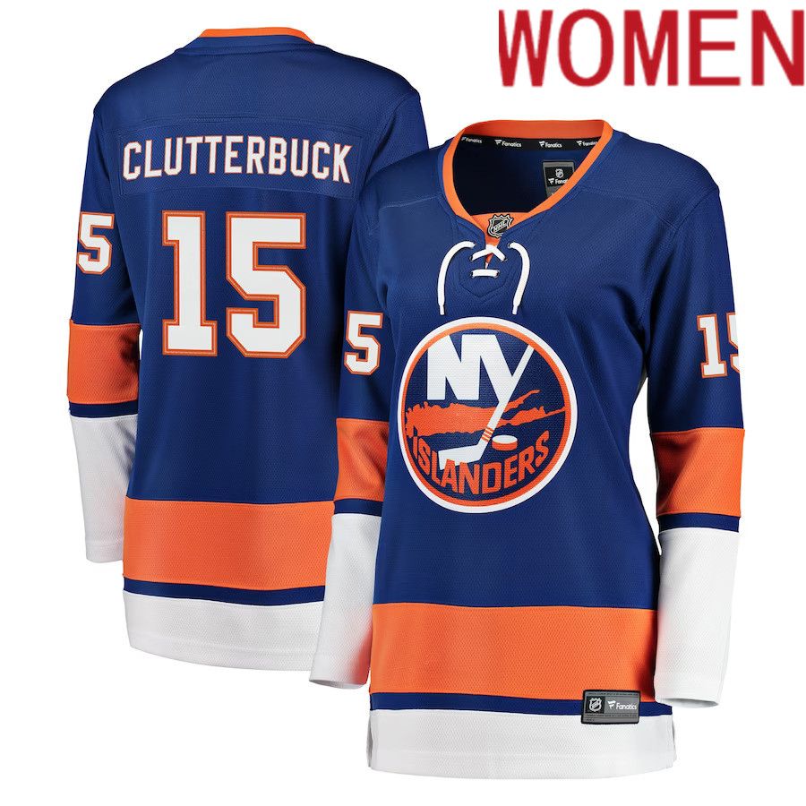 Women New York Islanders 15 Cal Clutterbuck Fanatics Branded Royal Breakaway Player NHL Jersey